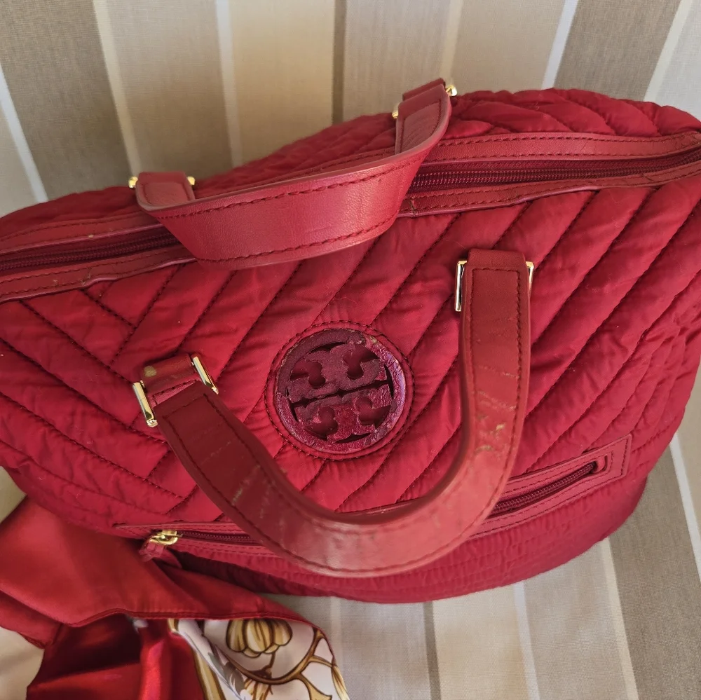 🚫SOLD🚫Nylon Tote Satchel w/ Crossbody Strap - Picture 6 of 9